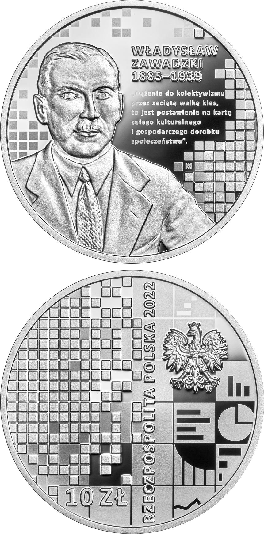 Image of 10 zloty coin - Władysław Zawadzki | Poland 2022.  The Silver coin is of Proof quality.