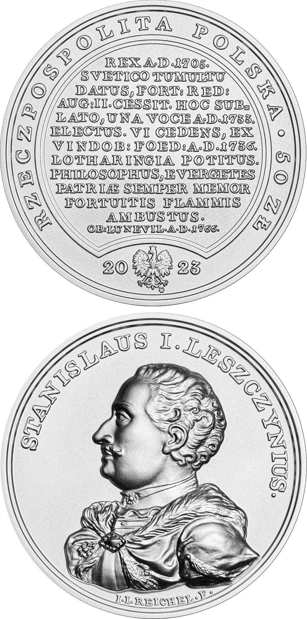 Image of 50 zloty coin - Stanisław Leszczyński  | Poland 2023.  The Silver coin is of Proof quality.