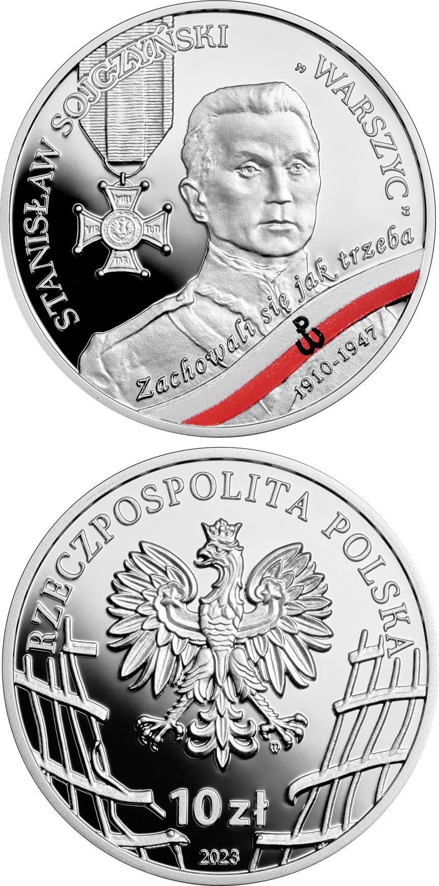 Image of 10 zloty coin - Stanisław Sojczyński - Warszyc | Poland 2023.  The Silver coin is of Proof quality.