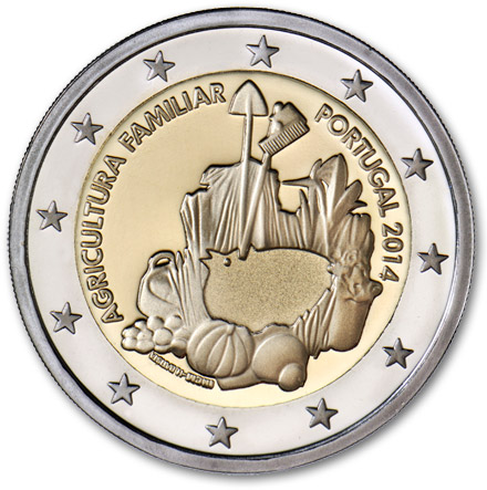 Image of 2 euro coin - International Year of Family Farming | Portugal 2014