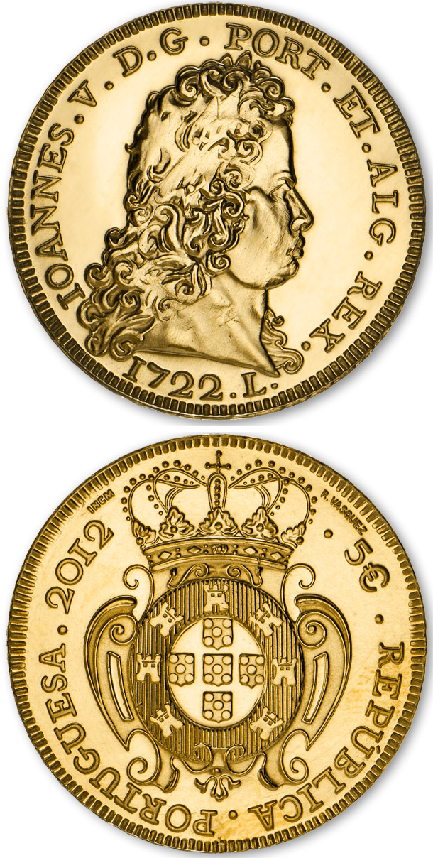 Image of 5 euro coin - A Peça King John V | Portugal 2012