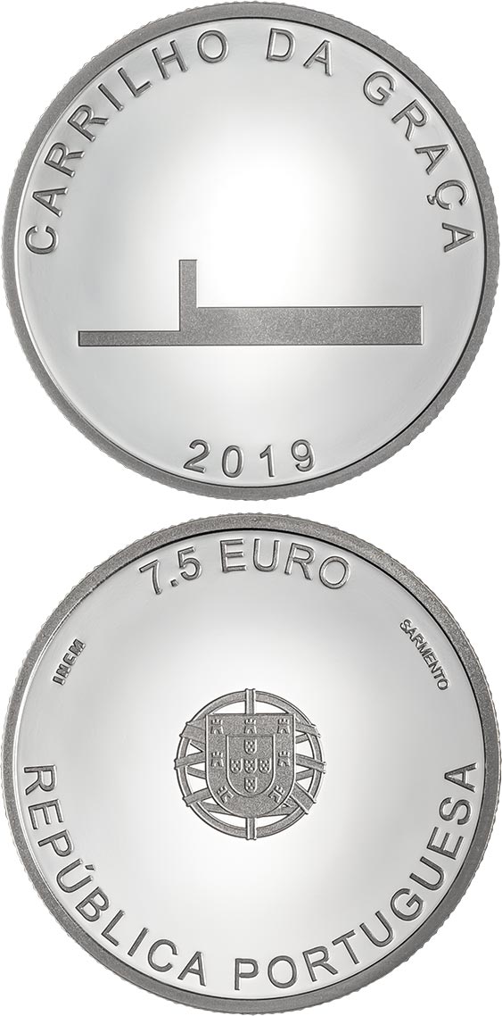 Image of 7.5 euro coin - João Luís Carrilho da Graça | Portugal 2019.  The Silver coin is of Proof, UNC quality.