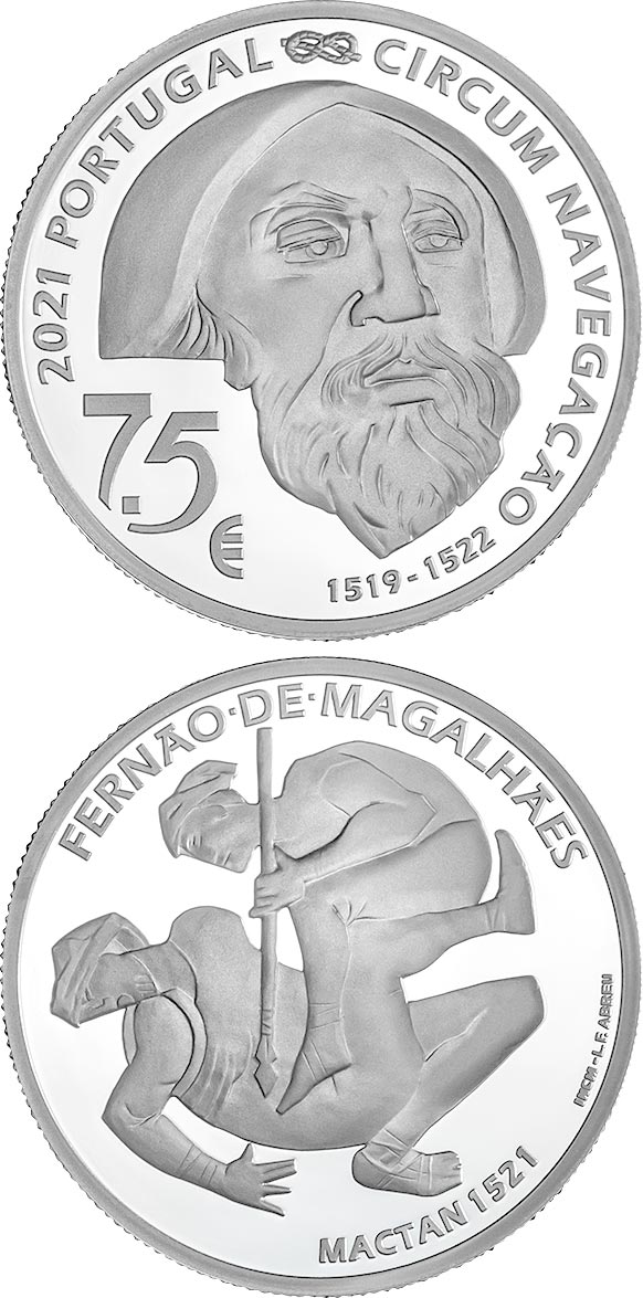 Image of 7.5 euro coin - 5th Centenary of Ferdinand Magellan Circumnavigation - Mactan 1521 | Portugal 2021