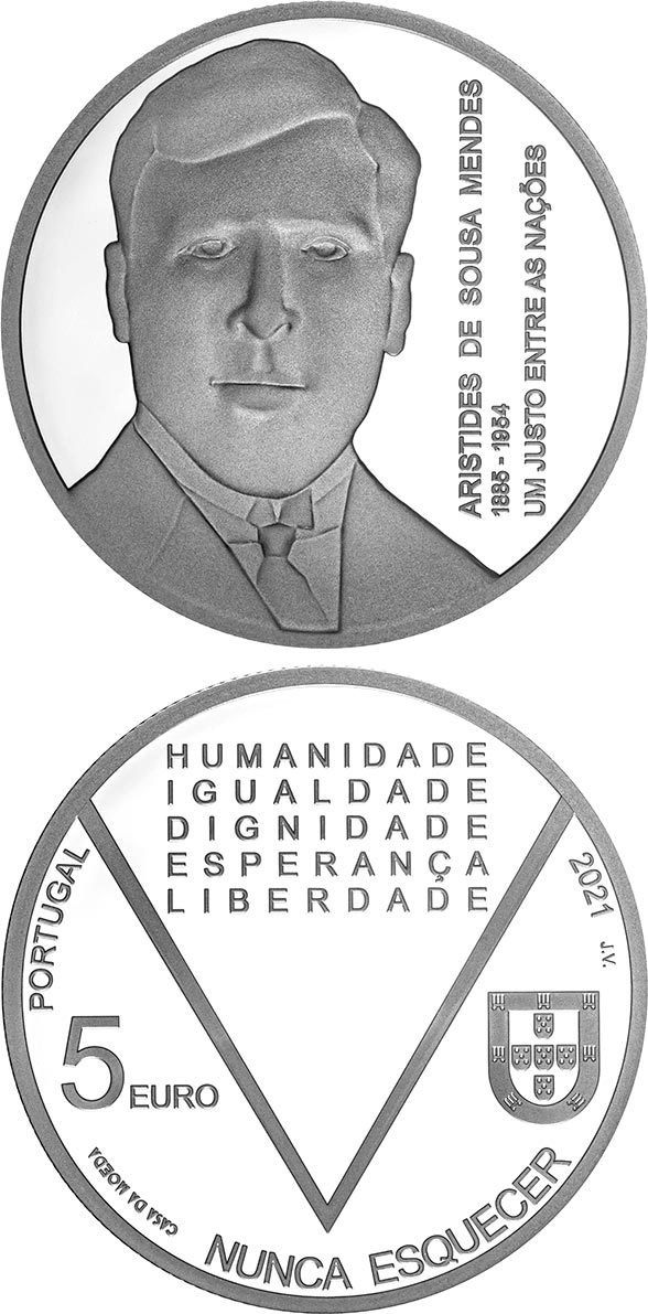 Image of 5 euro coin - Aristides de Sousa Mendes | Portugal 2021