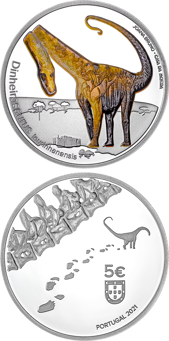 Image of 5 euro coin - Dinheirosaurus Lourinhanensis | Portugal 2021
