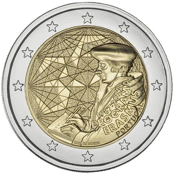Image of 2 euro coin - 35th Anniversary of the Erasmus Programme | Portugal 2022