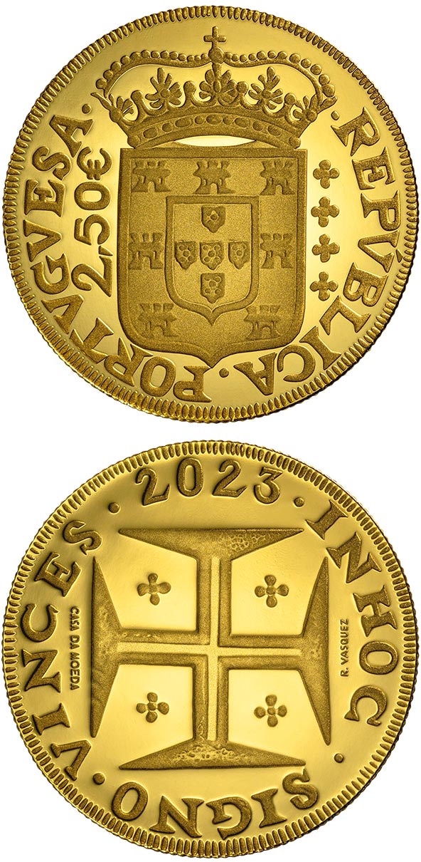 Image of 2.5 euro coin - Coin of D. Pedro | Portugal 2023.  The Gold coin is of Proof quality.