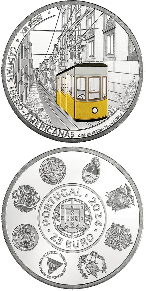 Image of 7.5 euro coin - Capitais Ibero­‑Americanas, Lisboa | Portugal 2024