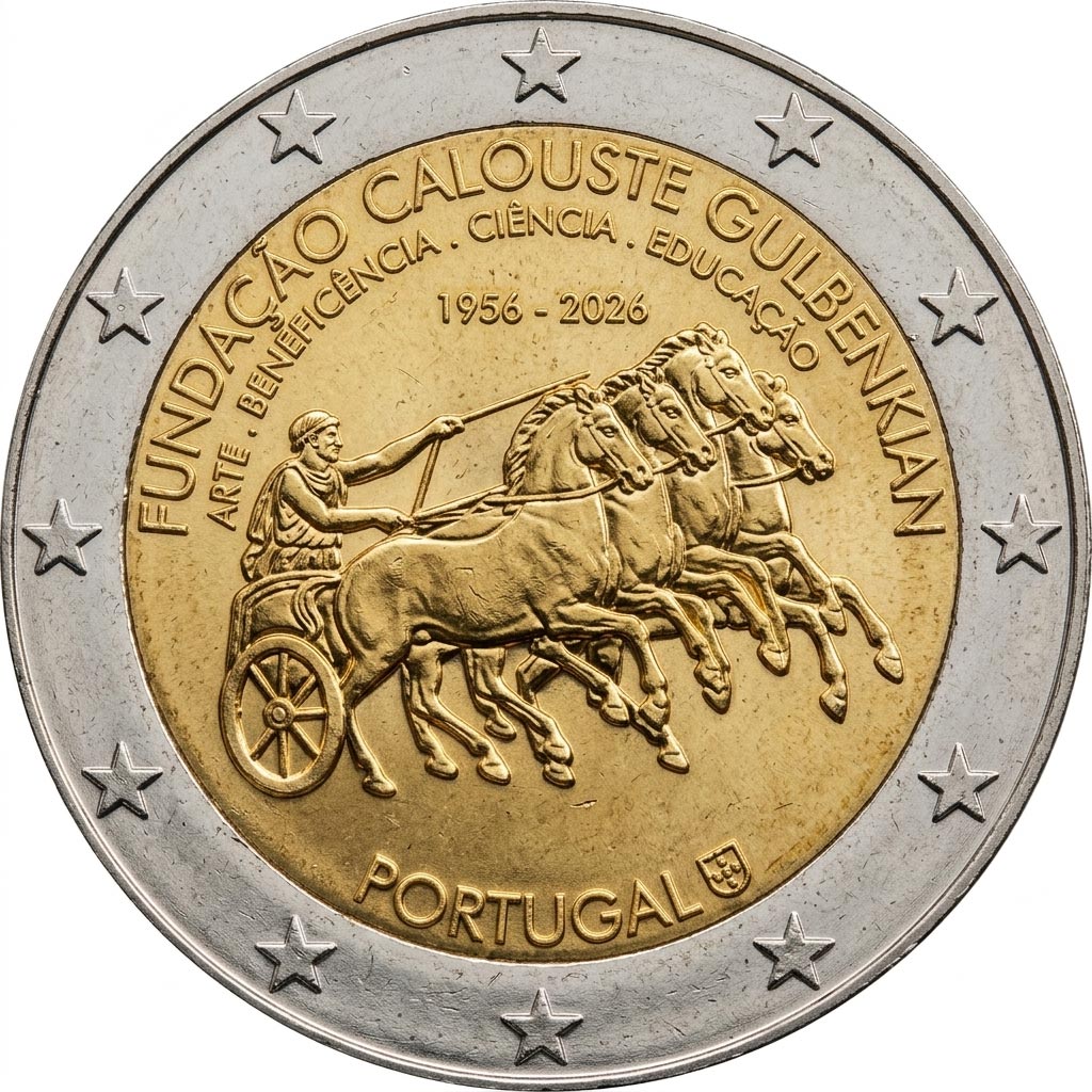 Image of 2 euro coin - Calouste Gulbenkian Foundation Art, Charity, Science, Education | Portugal 2026
