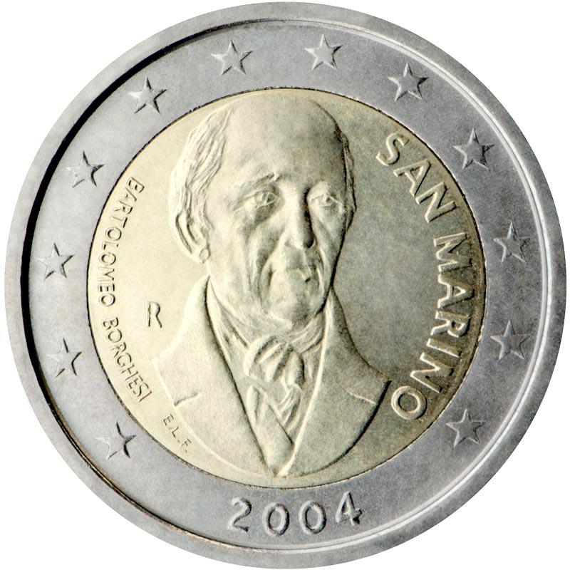 Image of 2 euro coin - Bartolomeo Borghesi | San Marino 2004