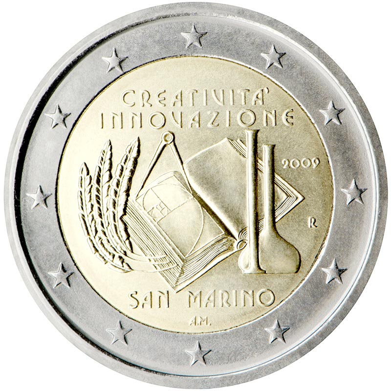 Image of 2 euro coin - European Year of Creativity and Innovation | San Marino 2009