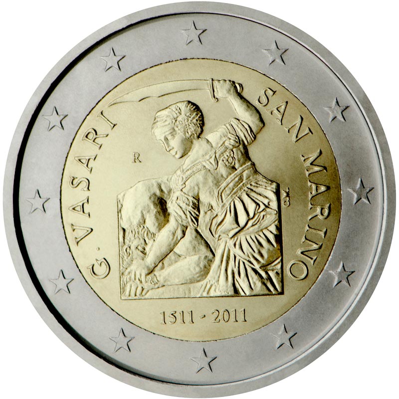 Image of 2 euro coin - 500th Anniversary of the birth of Giorgio Vasari | San Marino 2011