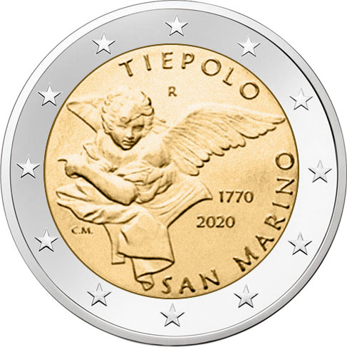 Image of 2 euro coin - 250th Anniversary of the Giovanni Battista Tiepolo | San Marino 2020