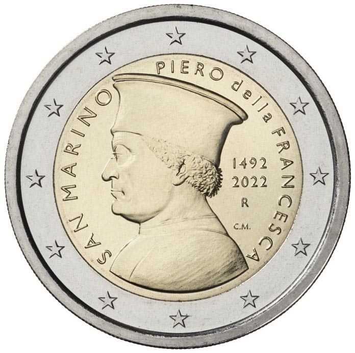 Image of 2 euro coin - 530th Anniversary of the Death of Piero Della Francesca | San Marino 2022