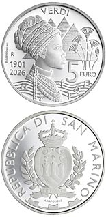 5 euro coin 125th anniversary of the death of Giuseppe Verdi | San Marino 2026