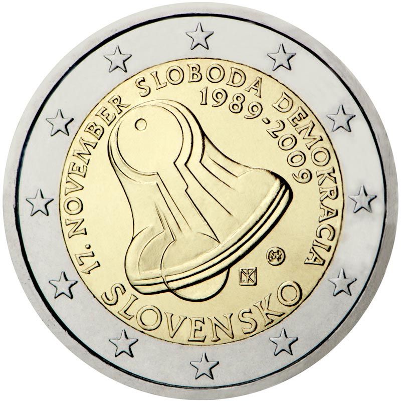 Image of 2 euro coin - 20th Anniversary of the Start of the Velvet Revolution | Slovakia 2009