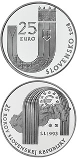 25 euro coin 25th anniversary of the establishment of the Slovak Republic | Slovakia 2018
