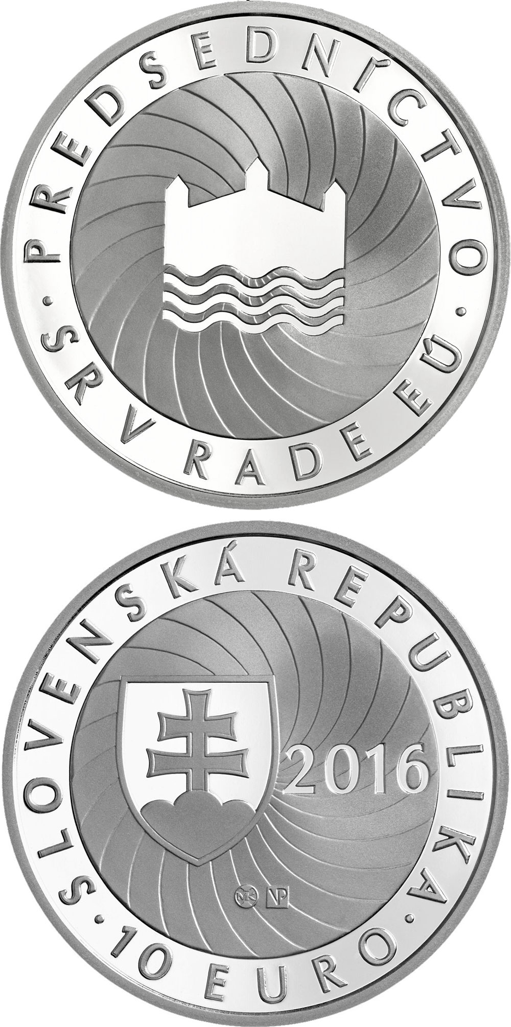 Image of 10 euro coin - First Presidency of the Slovak Republic of the Council of the European Union | Slovakia 2016.  The Silver coin is of Proof, BU quality.