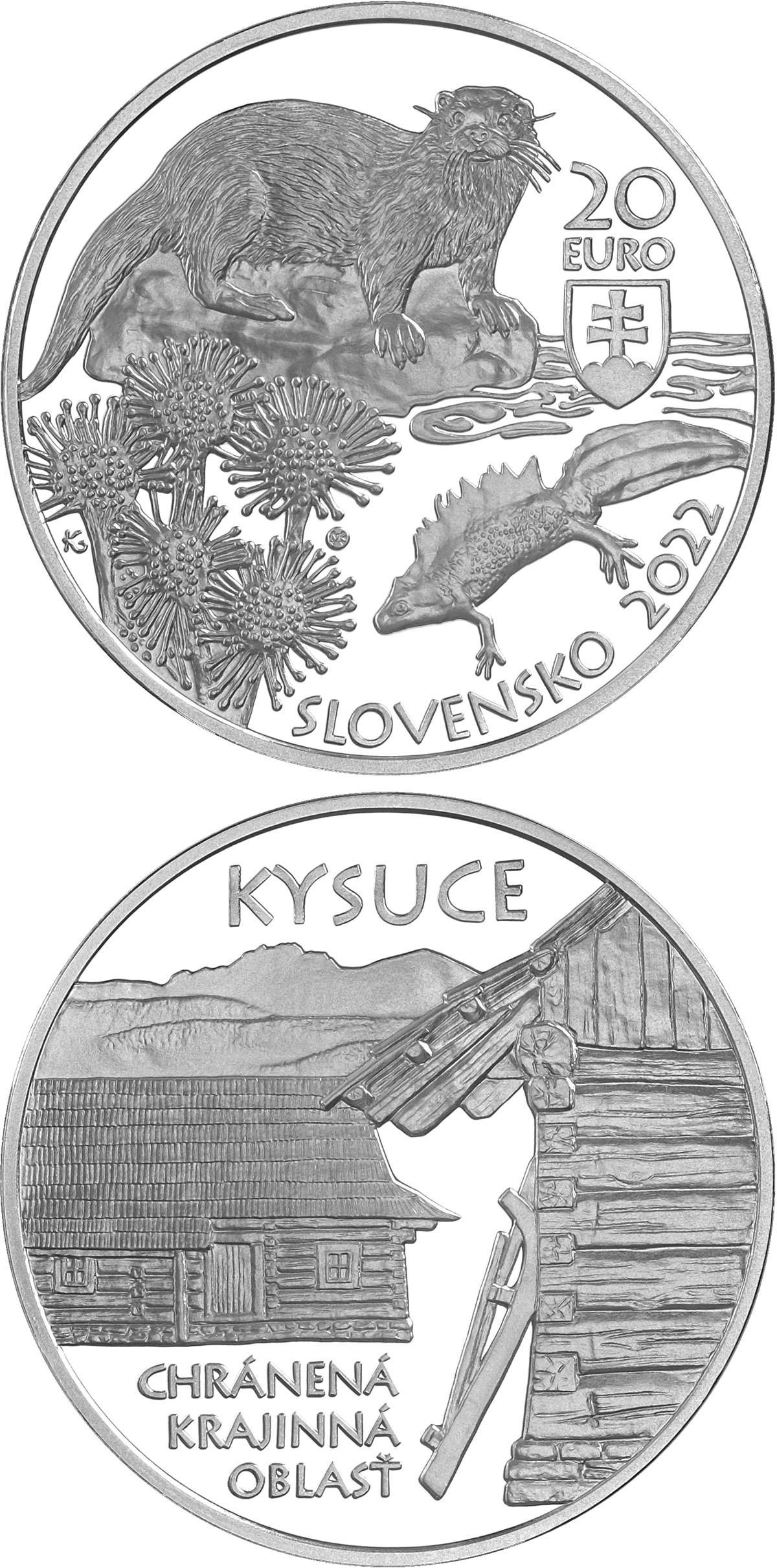 Image of 20 euro coin - Kysuce Protected Area | Slovakia 2022.  The Silver coin is of Proof, BU quality.
