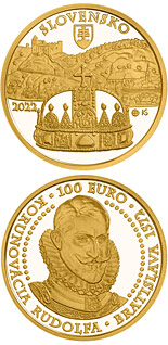 100 euro coin Bratislava Coronations - 450th anniversary of the coronation of Rudolf | Slovakia 2022