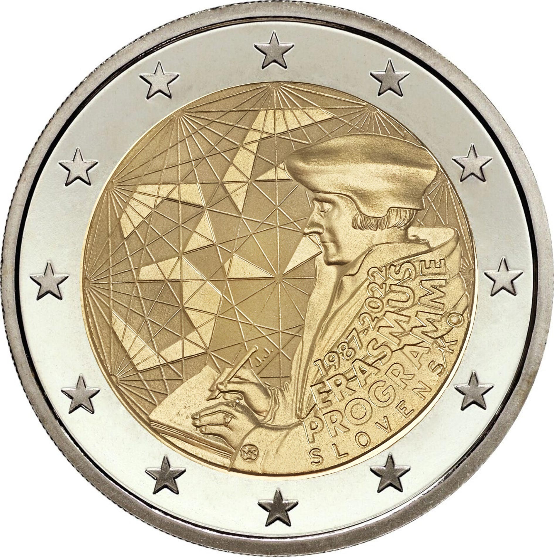 Image of 2 euro coin - 35th Anniversary of the Erasmus Programme | Slovakia 2022