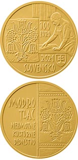100 euro coin UNESCO Intangible Cultural Heritage in Slovakia – Blue-dyeing | Slovakia 2024