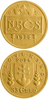 33 euro coin 100th anniversary of the establishment of the National Bank of Czechoslovakia | Slovakia 2026