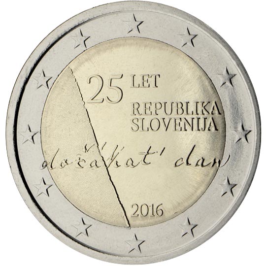 Image of 2 euro coin - 25th Anniversary of the Independence of the Republic of Slovenia | Slovenia 2016