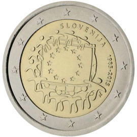 Image of 2 euro coin - The 30th anniversary of the EU flag | Slovenia 2015