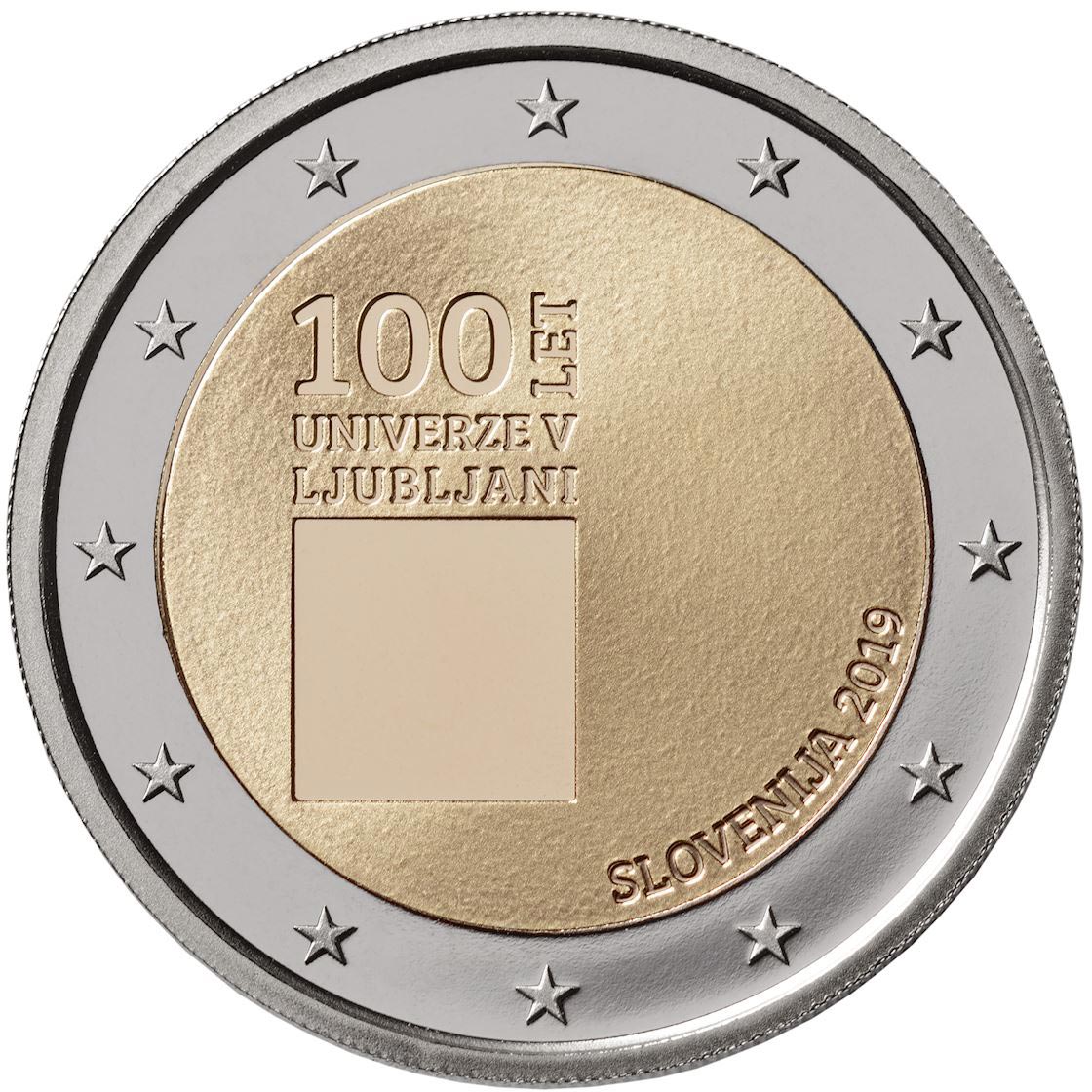 Image of 2 euro coin - 100th Anniversary of the University of Ljubljana | Slovenia 2019