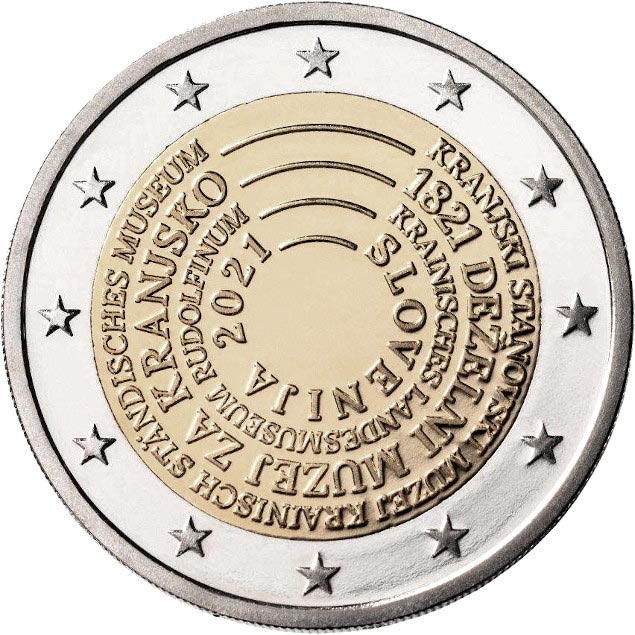 Image of 2 euro coin - 200th Anniversary of the Establishment of the Carniola Provincial Museum | Slovenia 2021