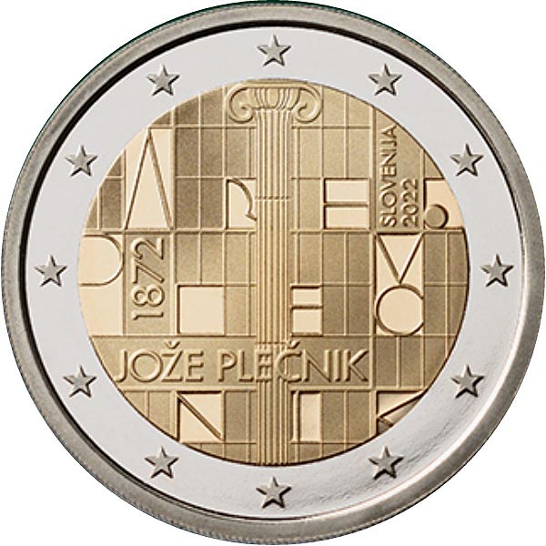 Image of 2 euro coin - 150th Anniversary of Birth of Architect Jože Plečnik | Slovenia 2022
