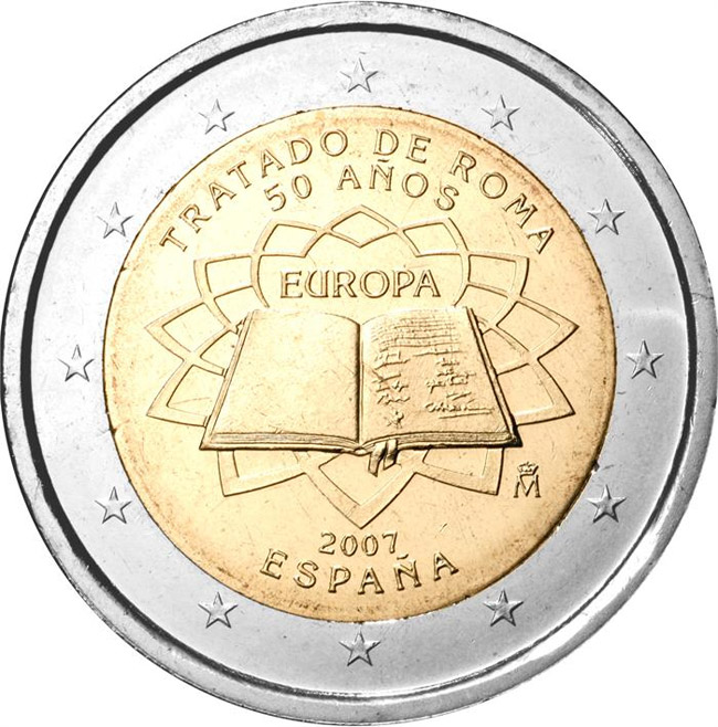 Image of 2 euro coin - 50th Anniversary of the Treaty of Rome | Spain 2007