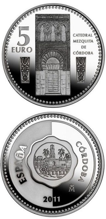 Image of 5 euro coin - Córdoba | Spain 2011.  The Silver coin is of Proof quality.
