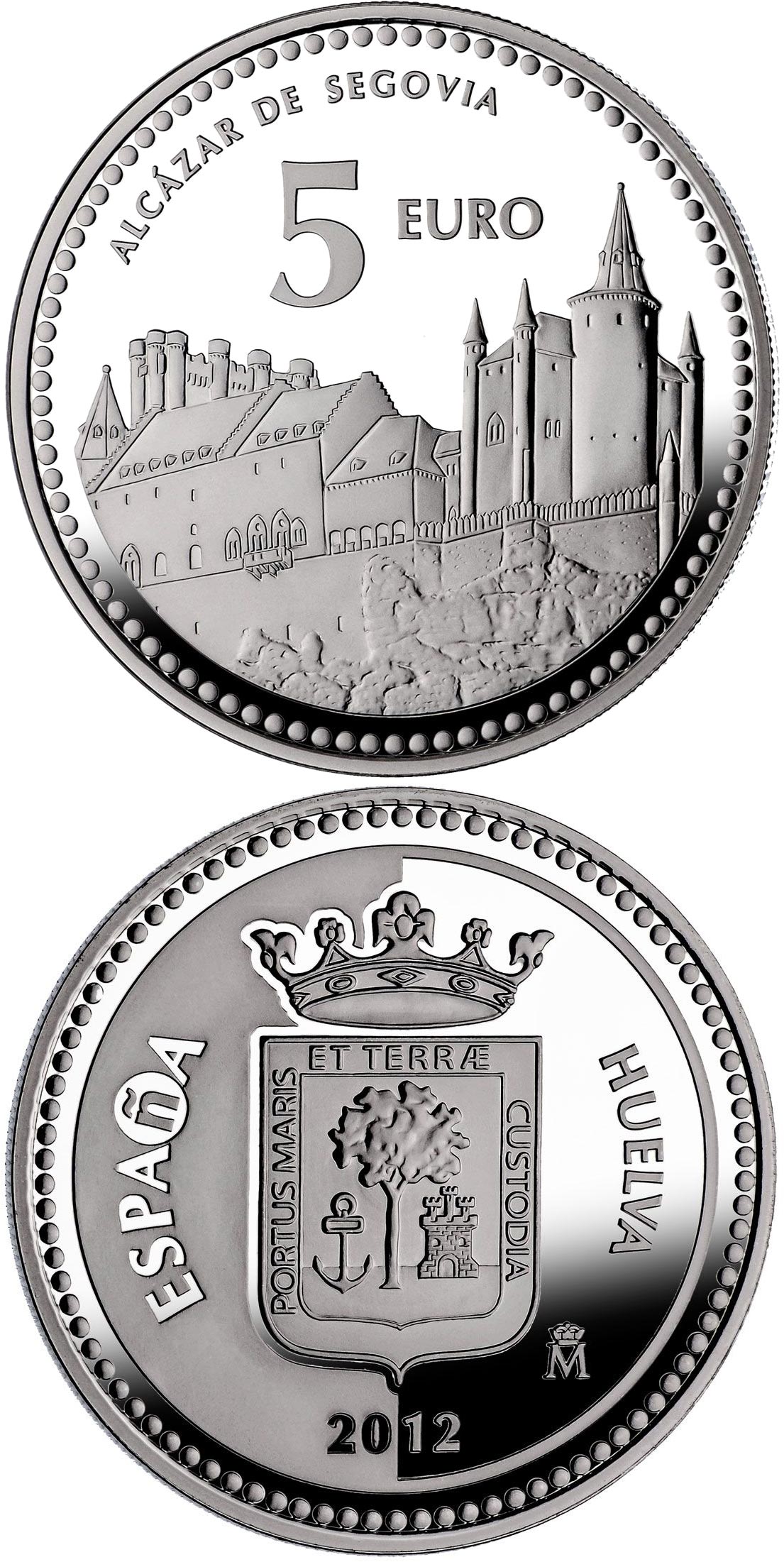 Image of 5 euro coin - Segovia | Spain 2012.  The Silver coin is of Proof quality.
