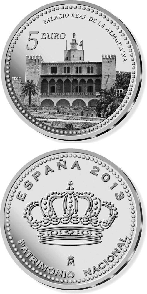 Image of 5 euro coin - Palacio Real de La Almudaina | Spain 2014.  The Silver coin is of Proof quality.