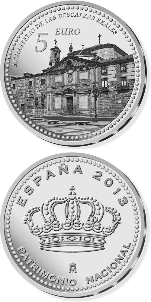 Image of 5 euro coin - Monasterio de las Descalzas Reales | Spain 2014.  The Silver coin is of Proof quality.