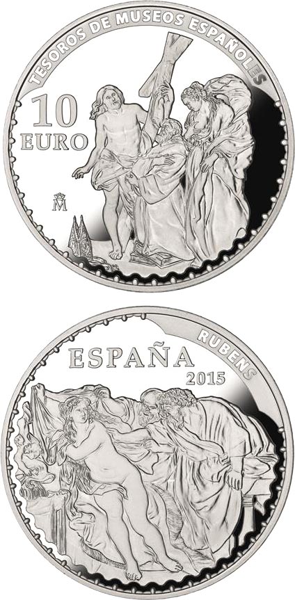 Image of 10 euro coin - Spanish Museum Treasures III: Rubens | Spain 2015.  The Silver coin is of Proof quality.