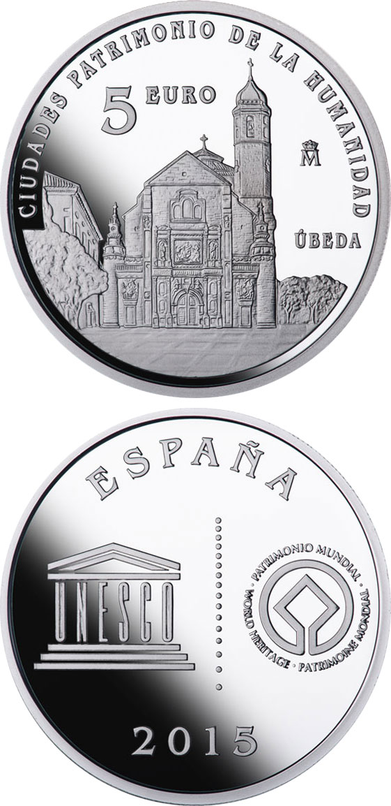 Image of 5 euro coin - Úbeda | Spain 2015.  The Silver coin is of Proof quality.