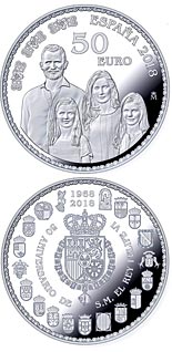 50 euro coin 50th Anniversary of H.M. Felipe VI | Spain 2018