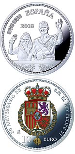 10 euro coin 50th Anniversary of H.M. Felipe VI | Spain 2018