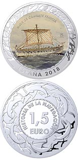 1.5 euro coin Phoenician Warship | Spain 2018