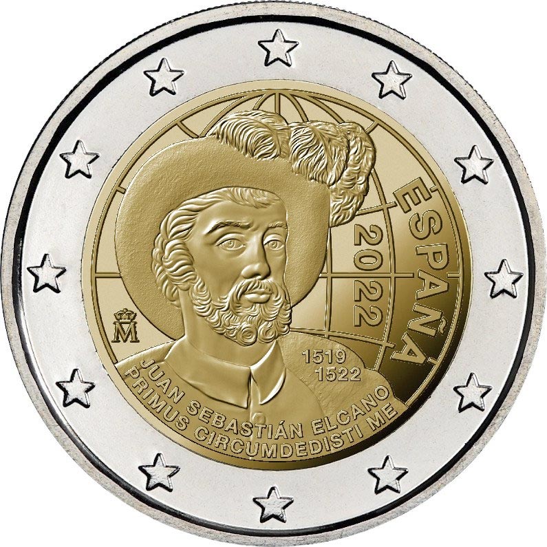 Image of 2 euro coin - 500th Anniversary of the First Circumnavigation of the Earth | Spain 2022