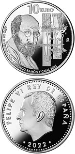 10 euro coin Santiago Ramón y Cajal Year of Research | Spain 2022