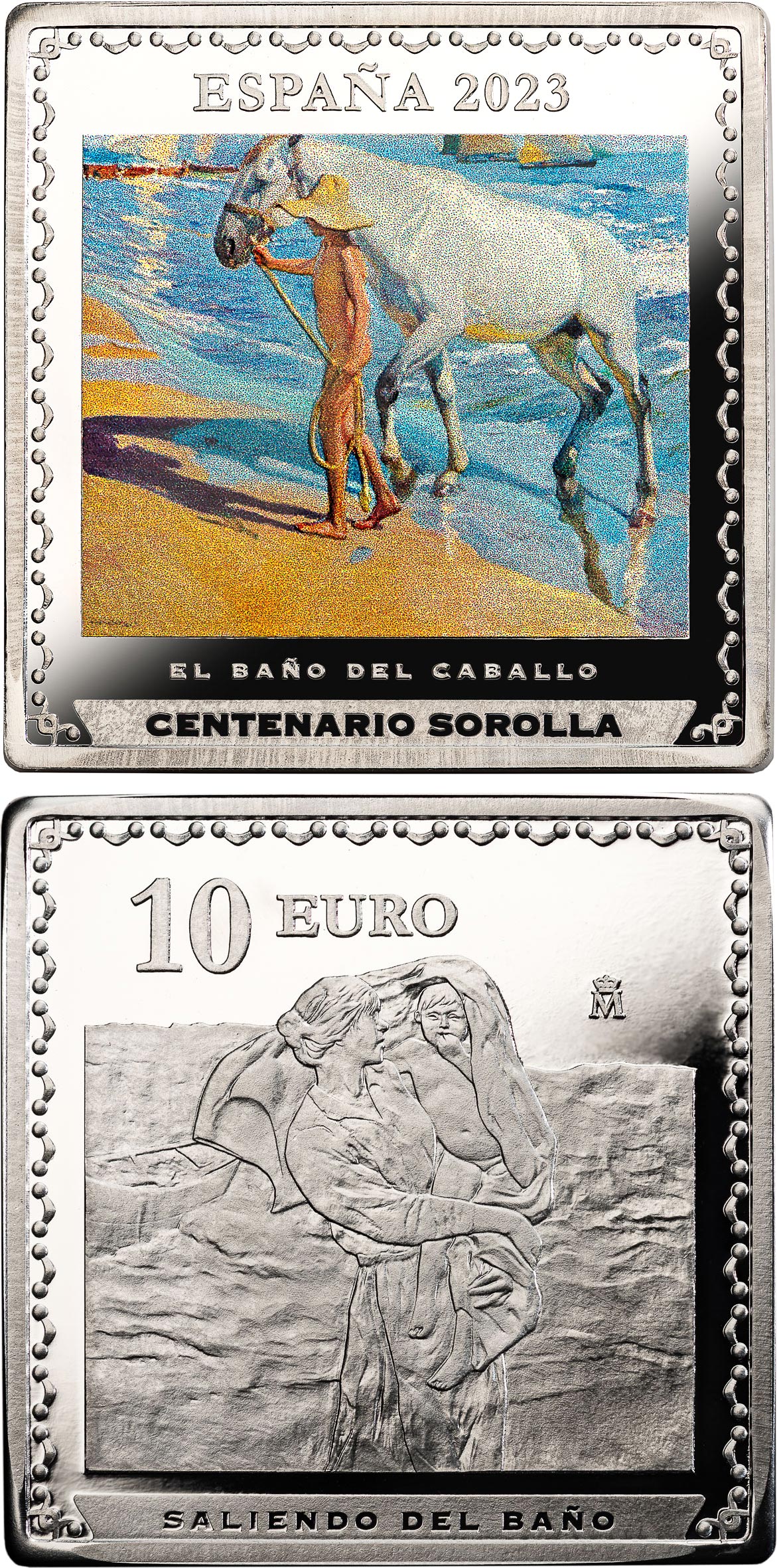 Image of 10 euro coin - Centenary of the death of Joaquín Sorolla y Bastida | Spain 2023.  The Silver coin is of Proof quality.