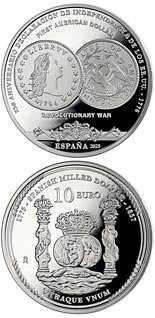 10 euro coin 250th anniversary of the Declaration of Independence of the USA - The First Dollar | Spain 2025