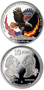 10 euro coin 250th anniversary of the Declaration of Independence of the USA - Bald Eagle | Spain 2025