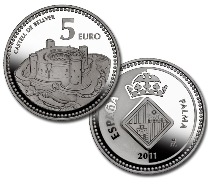 Image of 5 euro coin - Palma  | Spain 2011.  The Silver coin is of Proof quality.