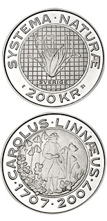200 krona coin Carl von Linné 300 years | Sweden 2007