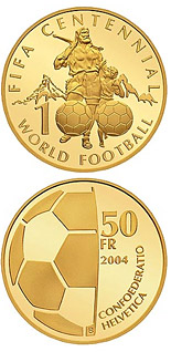 50 franc coin FIFA Centennial | Switzerland 2004